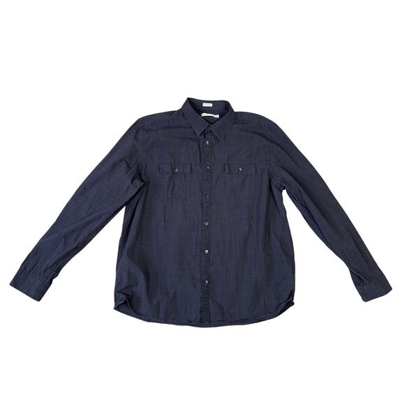 Calvin Klein Button Up Cotton Collared Longsleeve Shirt US Men's XL - Picture 1 of 6